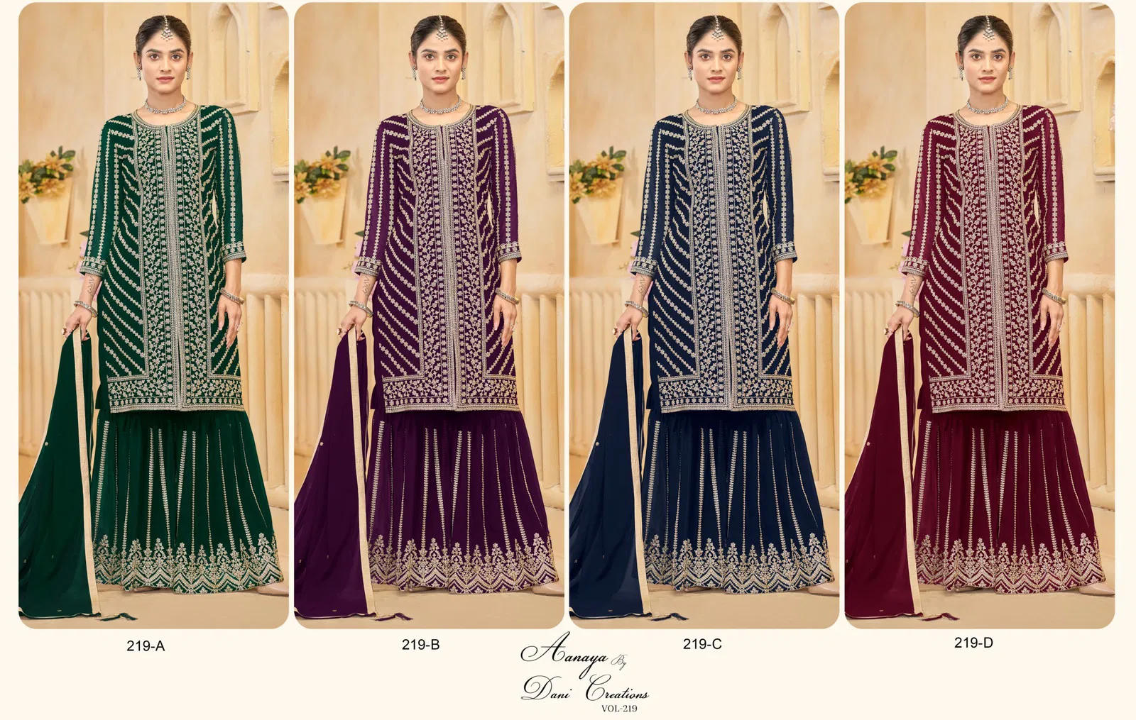 Aanaya Vol 219 Faux Georgette Designer Salwar Kameez Collection